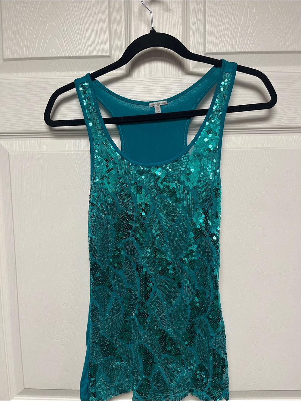 Charlotte Russe Teal Sequin Racerback Tank